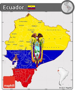Fancy flag simple map of Ecuador.